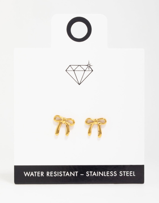 Lovisa - Waterproof Gold Plated Stainless Steel Enamel Bow Stud Earrings