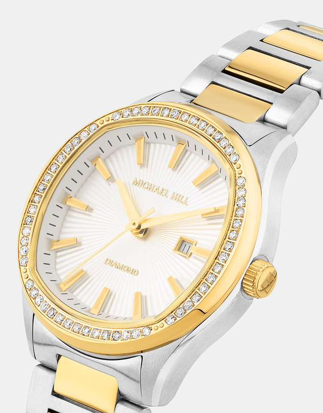 Michael Hill - Women's Two-Tone Watch with Diamonds in Gold Tone Stainless Steel