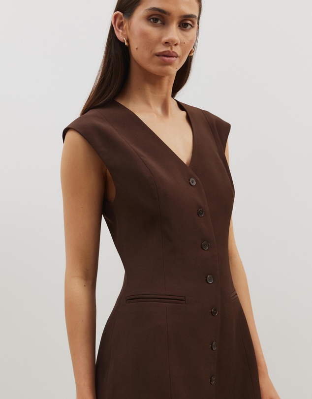 Atmos&Here - Cap Sleeve Button-Down Mini Dress