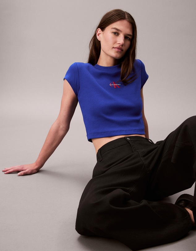 Calvin Klein Jeans - Monogram Logo Ribbed Baby Tee