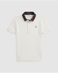Polo Ralph Lauren - Plaid-Collar Cotton Mesh Polo Shirt - ICONIC EXCLUSIVE - Kids