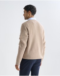 3 Wise Men - 3 Wise Men Drake Crew Neck Wool Blend Knit - Squirrel Brown