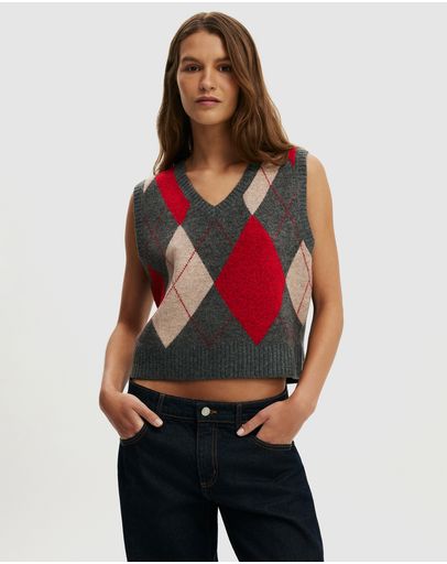 Red Petal Argyle