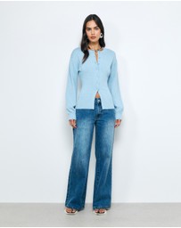 AERE - Bria Cotton Cashmere Blend Waisted Cardigan
