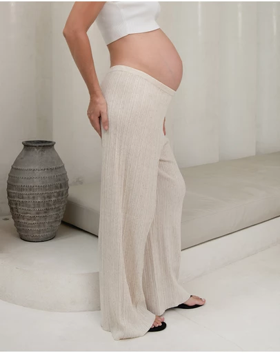Soon Maternity - Collette Linen Knit Wide Pants