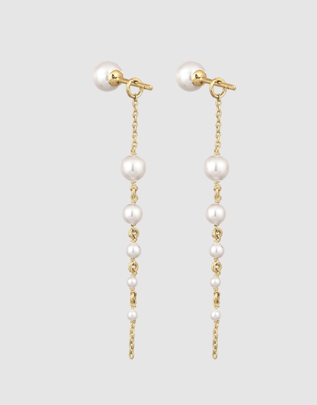 Elli Jewelry - Pearl Tapered Drop Earrings in Gold-Plated 925 Silver