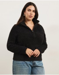 Atmos&Here Curvy - Cia Half Zipper Fluffy Turtleneck Sweater