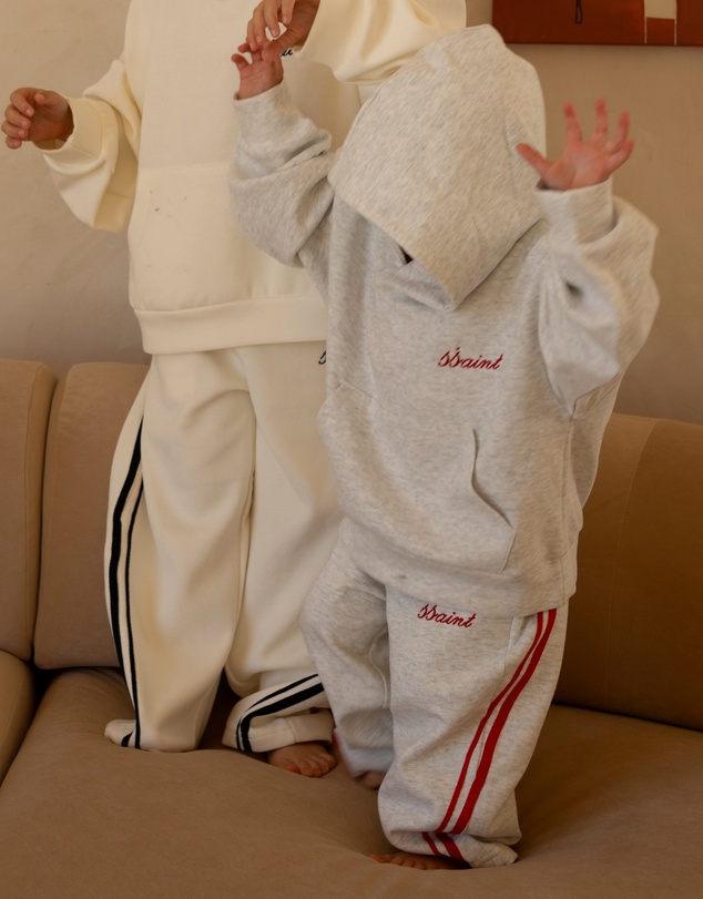 SSAINT - Kids Logo Hoodie Grey & Red