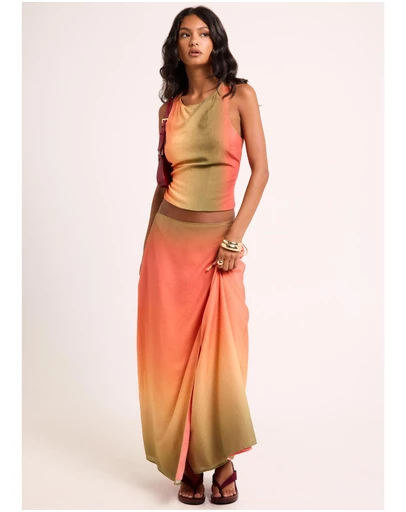 Subtitled - Earth Ombre Wrap Midi Skirt