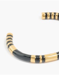 Lovisa - Waterproof Gold Plated Stainless Steel Striped Black Enamel Wrist Cuff