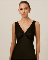 Tussah - Elise Lace Bodice Satin Maxi Dress