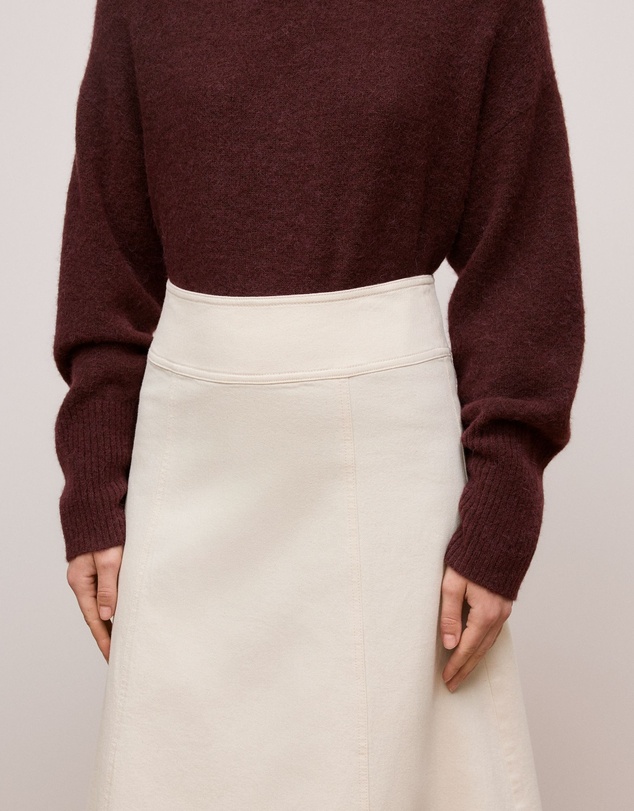 Trenery - Natural Seed Denim Panelled Skirt in Ecru