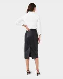 Forcast - Vera Faux Leather Midi Skirt