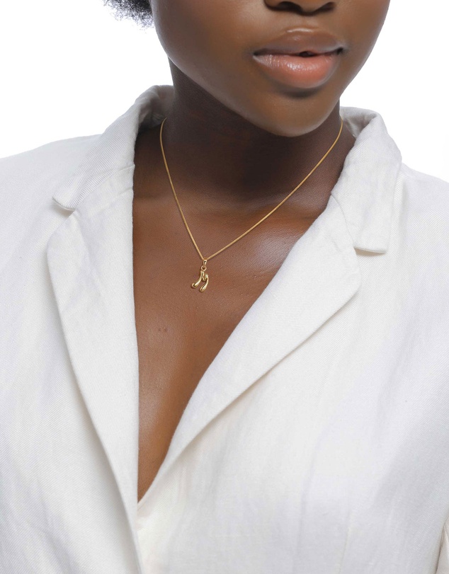 Elli Jewelry - Bubble Letter M Necklace in Gold-Plated 925 Silver