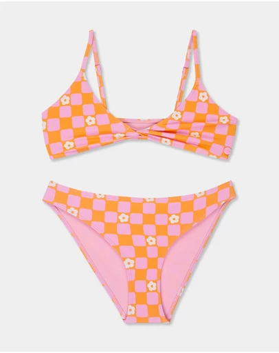 Roxy - Girls 8 to 16 Flower Check Two Piece