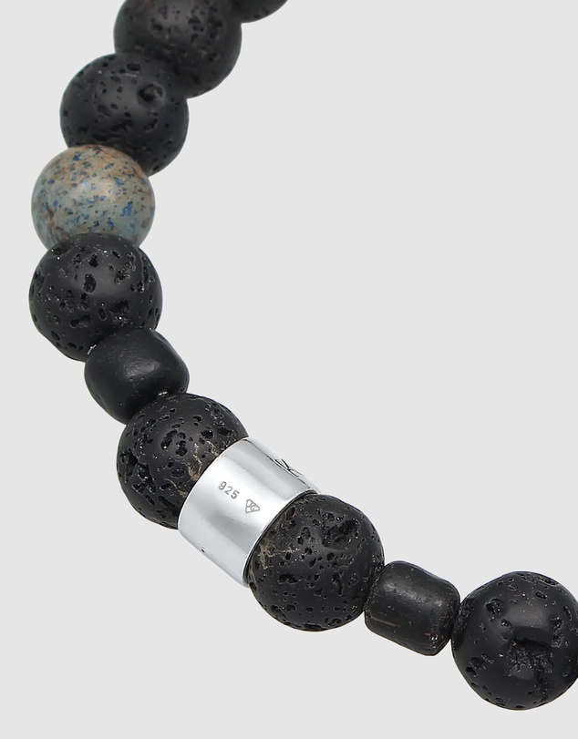 Kuzzoi - ICONIC EXCLUSIVE - Agate and Lava Bead Bracelet with Sterling Silver Elements