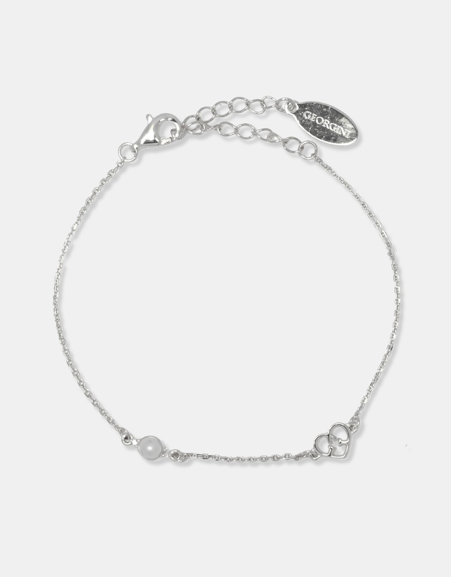 Georgini - Freshwater Pearl And Two Natural Diamond June Silver Bracelet