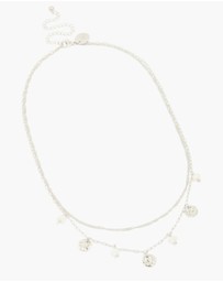 Lovisa - Waterproof Stainless Steel Pearl & Molten Pendant Chain Layered Necklace