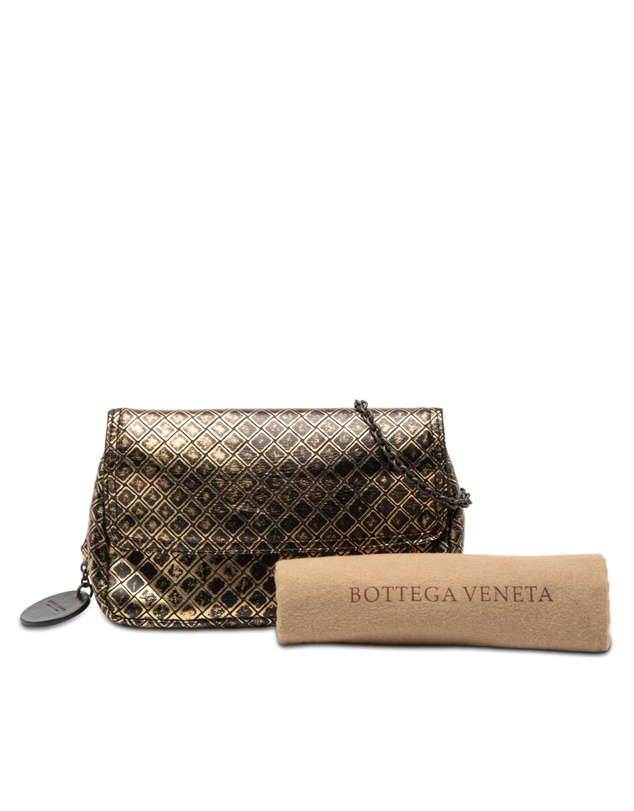 Pre-Loved by Azura Reborn - Pre-Loved Metallic Calfskin Intrecciomirage Chain Flap Crossbody