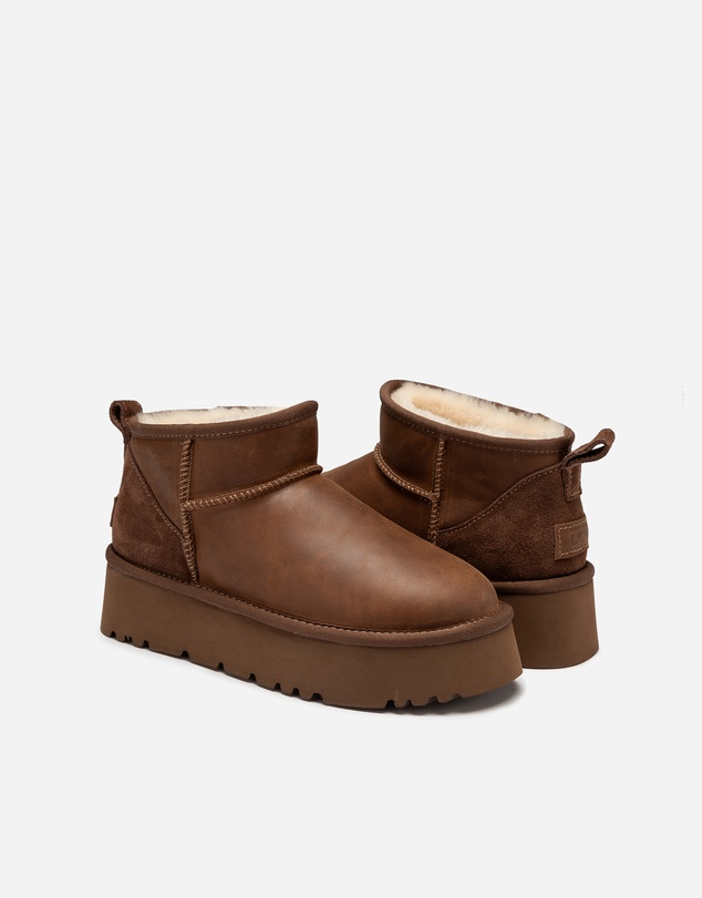 Ozwear Connection Uggs - Ugg Classic Platform Ultra Mini Boot (Oiled Leather) (4.5cm)