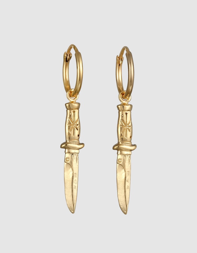 Haze & Glory - ICONIC EXCLUSIVE - Earrings Hoops Men Dagger 925 Sterling Silver Gold-Plated