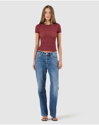 Rolla's - Daisy Lace Tee - Dark Cherry