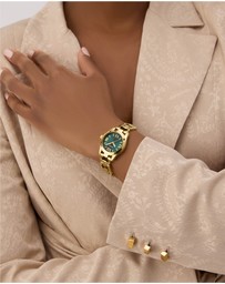 GUESS - Guess Gents and Ladies Set - Phoenix Gold Tone & Green & Veda Ladies Gold Tone Analogue