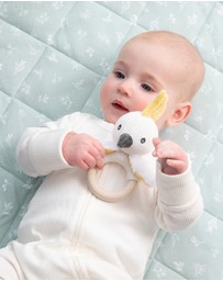 Living Textiles - Ring Rattle - Cockatoo