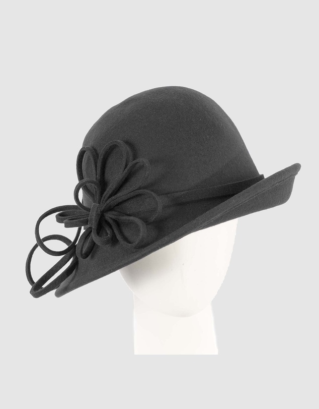 Max Alexander - Winter Felt Black Cloche Hat
