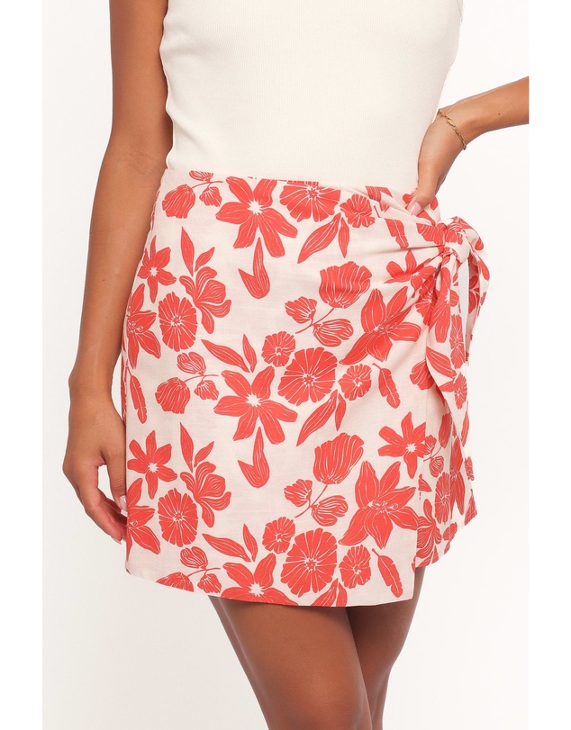 Petal & Pup - Calypso Wrap Mini Skirt - Red Floral