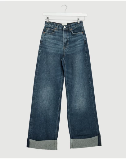 Revibe - Repaired Reformation Cary High Rise Slouchy Wide Leg Jeans - AU 6