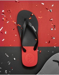 Boomerangz Footwear - Men's Black/Grey/Red Thongs with arch support and 2 x interchangeable straps