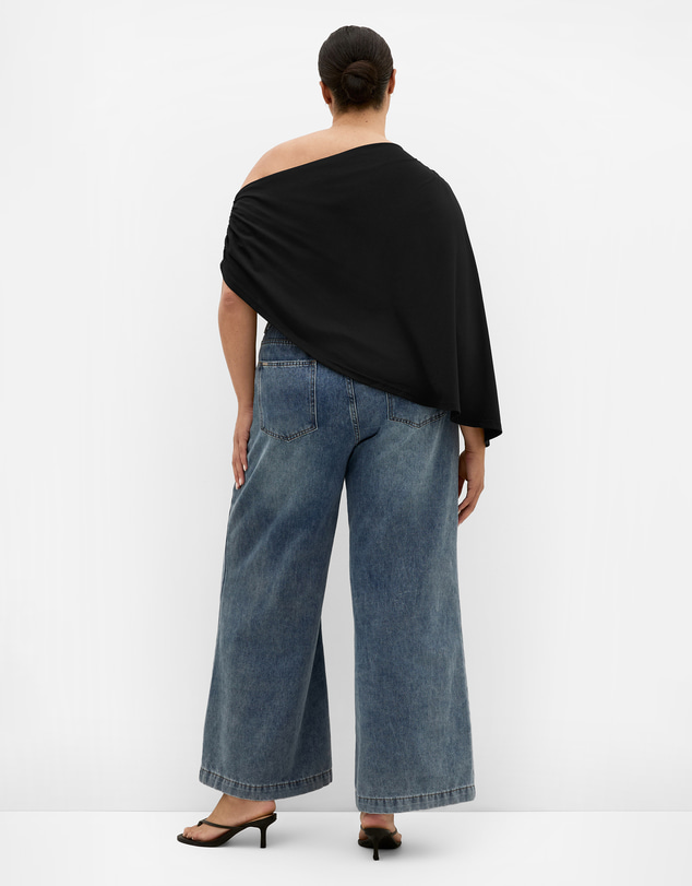City Chic - Plus size Koko Off Shoulder Cape Top - black