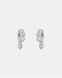 Ania Haie - Silver Small Sparkling Tide Huggie Hoop Earrings