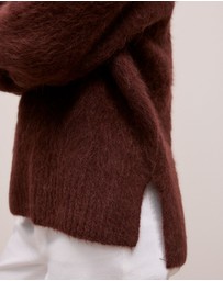 Trenery - Brushed Alpaca Relaxed V Knit in Espresso