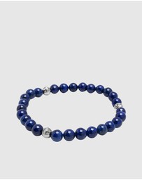Nialaya Jewellery - 6mm Lapis Lazuli Bracelet with Silver Balls