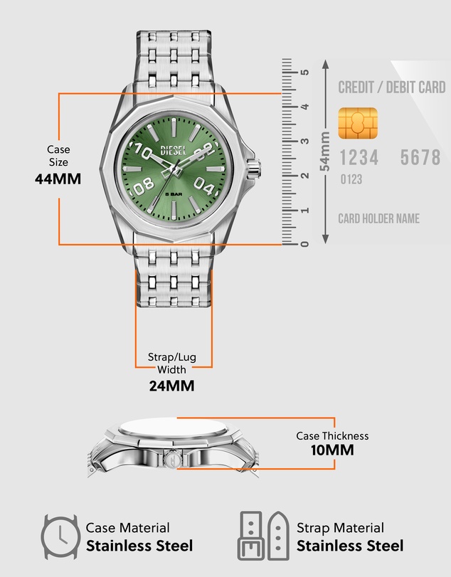 Diesel - Stinger Silver Tone Analogue Watch