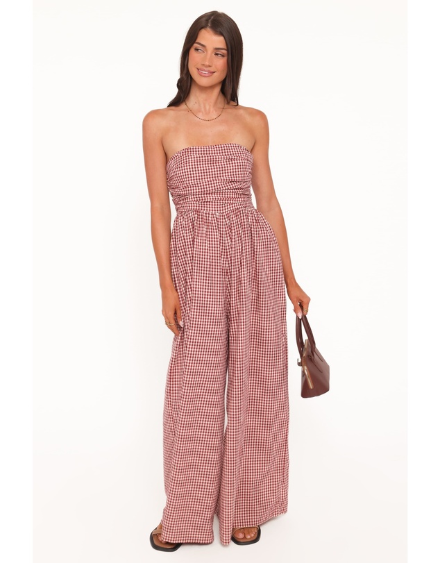 Petal & Pup - Paige Strapless Jumpsuit - Red Gingham
