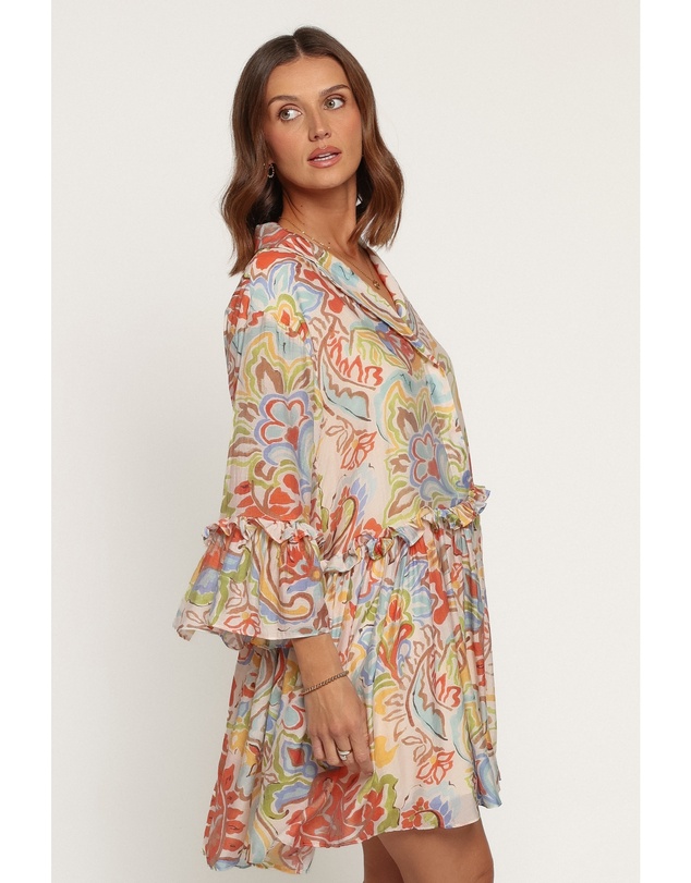 Petal & Pup - Caplan Mini Dress - Green Blue Paisley