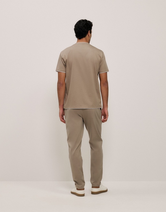Trenery - Mercerised Cotton Layered T-shirt in Dark Taupe