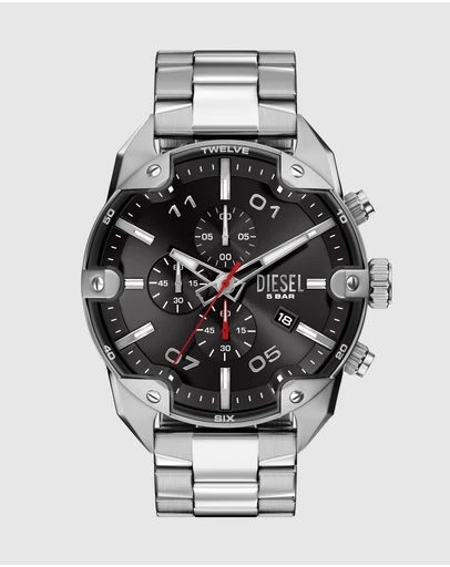 Diesel - Spiked Silver Tone Chronograph Watch