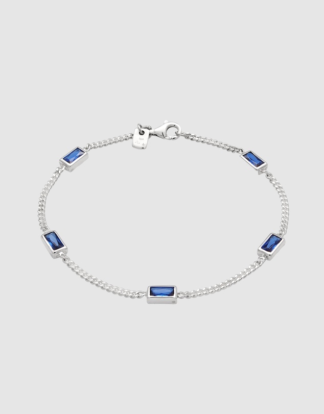 Kuzzoi - ICONIC EXCLUSIVE - Curb Chain Bracelet with Sapphire in 925 Sterling Silver