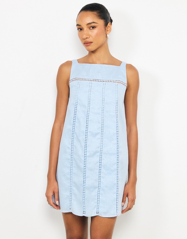 AERE - Tali Panelled Linen Mini Shift Dress