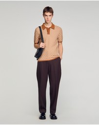 Sandro - Cross Knit Polo Sweater