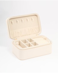 Lovisa - Cream PU Leather Rectangular Layered Jewellery Case