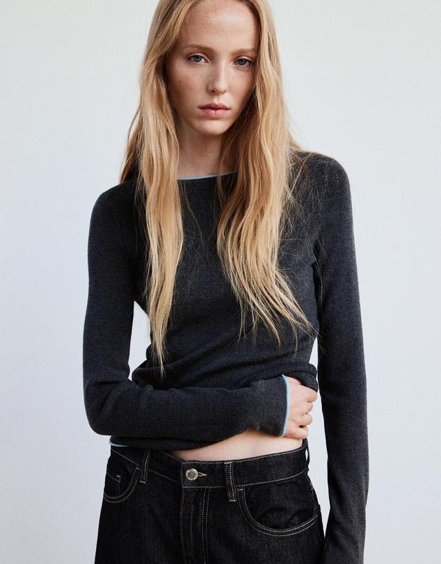 M.N.G - Ribbed Knit Jumper with Contrast Edging