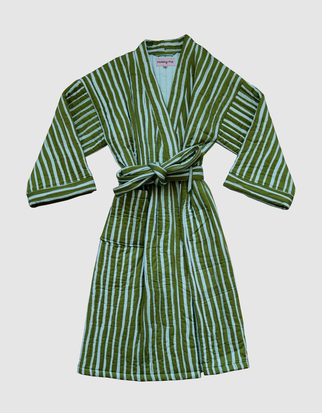Mosey Me - Strokes Quilted Robe - Guacamole