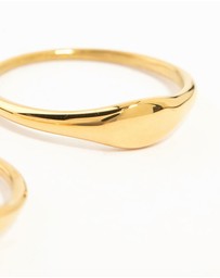 Lovisa - Waterproof Gold Plated Stainless Steel Dainty Signet Rings 2-Pack