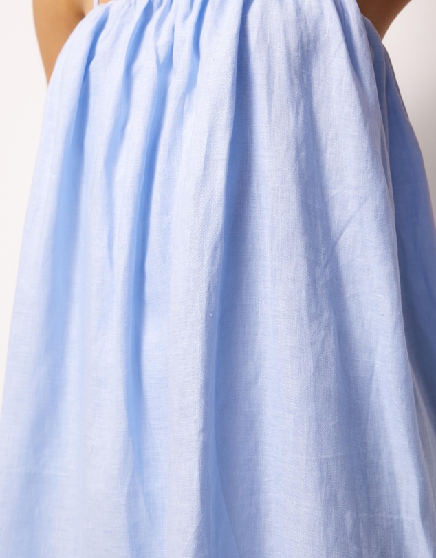 AERE - Liv Linen Gathered Neckline Midi Dress