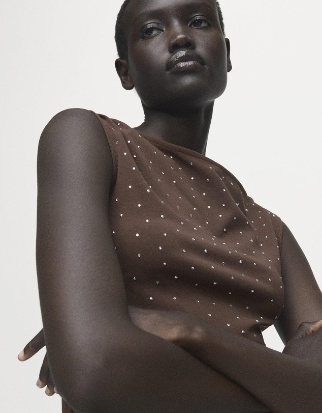 M.N.G - Asymmetrical Top With Rhinestones